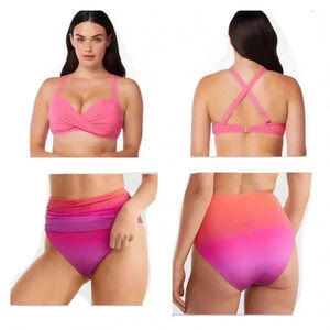 BLEU ROD BEATTIE KORE UNDERWIRE CROSS BACK BIKINI TOP AND BIKINI BOTTOM